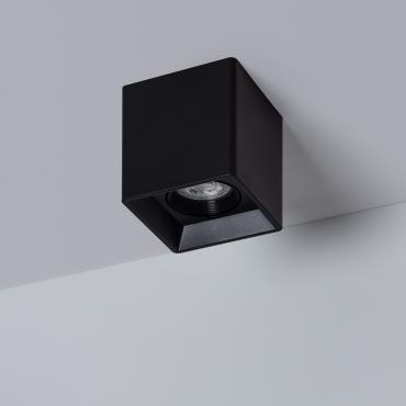 Square Ceiling Lamp in Black with GU10 Space Bulb - 4000K