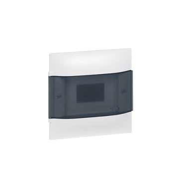 LEGRAND 134074 Practibox S Flush-mounted Box for Prefabricated Partition Walls 1x4 Modules Transparent Door - White