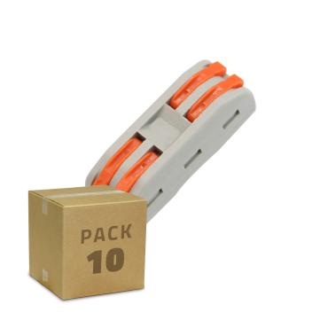 Pack of 10u Quick Connectors with 2 Inputs and 2 Outputs SPL-2 for 0.08-4mm² Electrical Cable - Grey