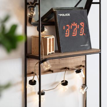 2m Outdoor Solar LED String Light with Jars - Black