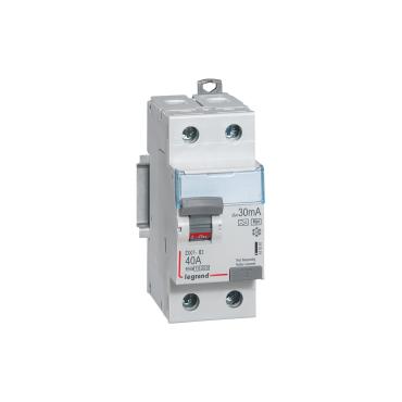 Industrial Superimmunised Differential Switch 2P 30mA 40A 10kA Class AC LEGRAND DX³ Hpi 411591 - 40 A