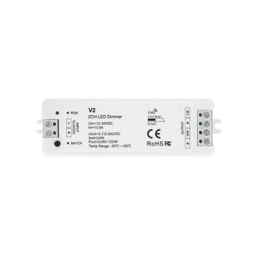 12/24V DC 2 Channel Controller for CCT LED Strips with RF Remote Control Compatibility -