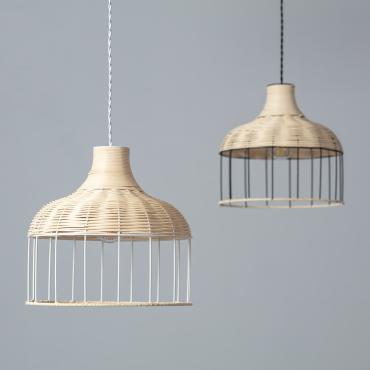 Sliema Rattan & Metal Pendant Lamp - White