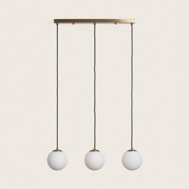 Moonlight Brass 3 Spotlight Metal & Glass Pendant Lamp - Gold