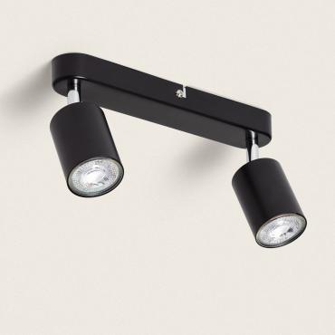 Albus Black Large 2 Spotlight Metal Directional Ceiling Lamp - Black