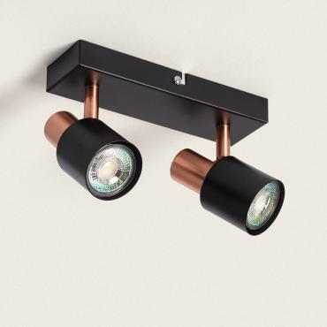 Albus Black Rose Large 2 Spotlight Metal Directional Ceiling Lamp - Black