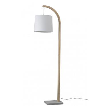 Haakon Wood and Textile Floor Lamp - White