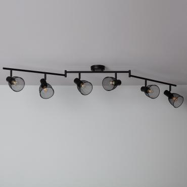 Grid Adjustable Aluminium 6 Spotlight Ceiling Lamp - Black