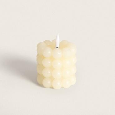 7.5cm Round Natural Wax LED Candle Battery Operated - Ivory