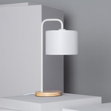 Table Lamp Jedali Wood and Fabric - White