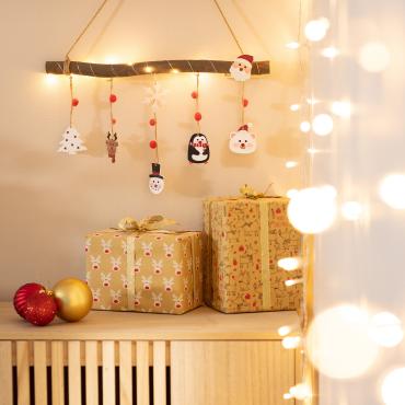 Log Pendant LED String Light - Natural