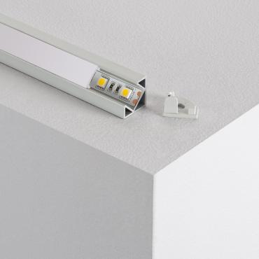 1m Aluminum Corner Profile for LED Strips up to 10 mm - Translucent Lid