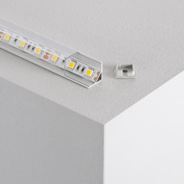 1m Aluminium Triangular Corner Profile for LED Strips up to 10mm - Transparent Lid