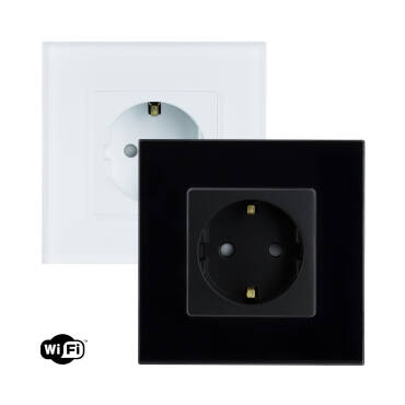 Presa Tipo F Schuko Wi-Fi Con Cornice in Vetro Modern Bianco