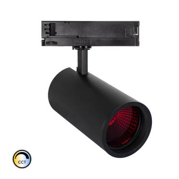 Faretto LED Binario Trifase New d'Angelo Nero 30W CCT PHILIPS Xitanium per Negozio di Alimentari Rosso