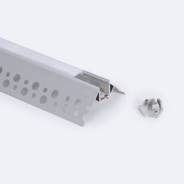 Profilo Alluminio Integrazione Gesso/Cartongesso Strisce LED ad Angolo Esterno fino 9 mm 2 m