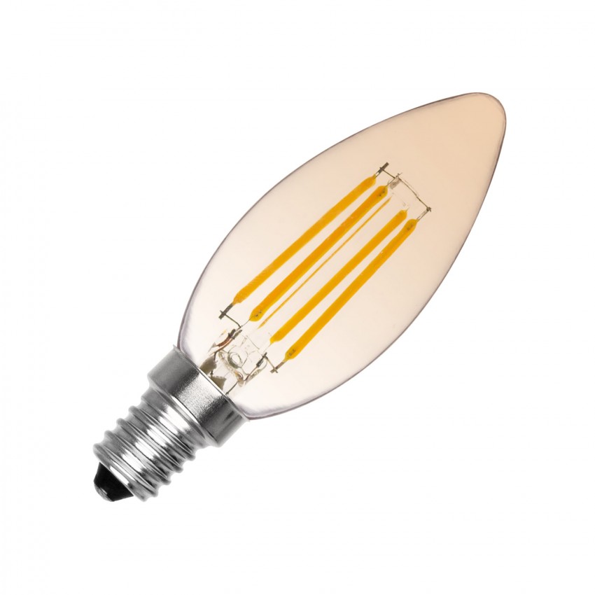Lampadina LED E14 Regolabile Filamento Classic Gold Candela C35 3.5W