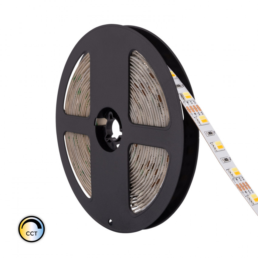 Striscia LED 12V DC 60LED/m 5m CCT Selezionabile IP20 Larghezza 10mm