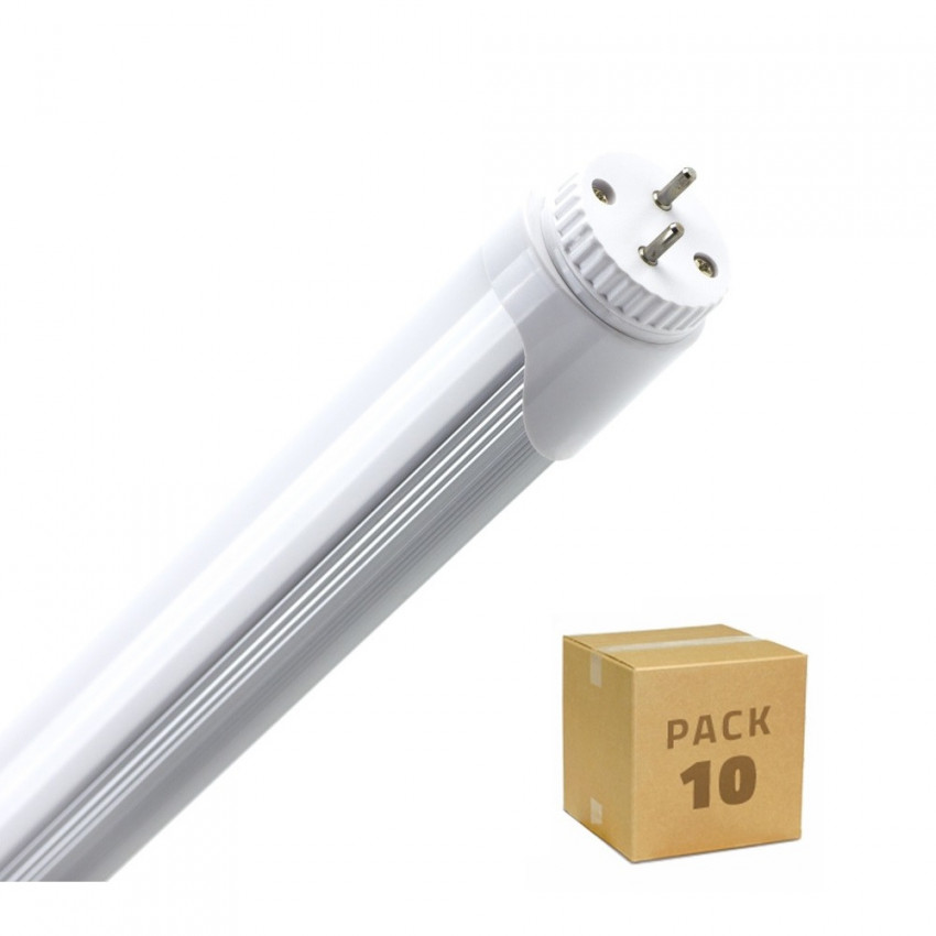 Box 10 Tubo LED T8 Alluminio 60 cm Connessione Unilaterale 9W 120lm/W Bianco Naturale