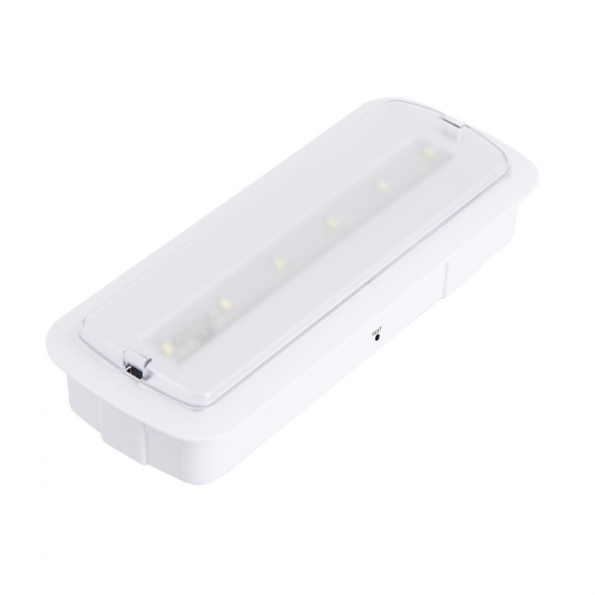 Luce di Emergenza LED 3W + Kit Soffitto Luce Permanente / Non Permanente con AutoTest e Tasto Test