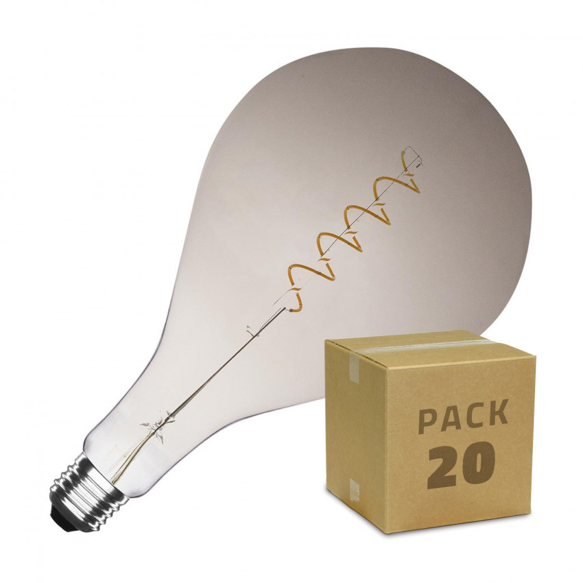 Box da 20 Lampadine LED E27 Dimmerabili Filamento Spirale Smoke PS165 4W Bianco Caldo
