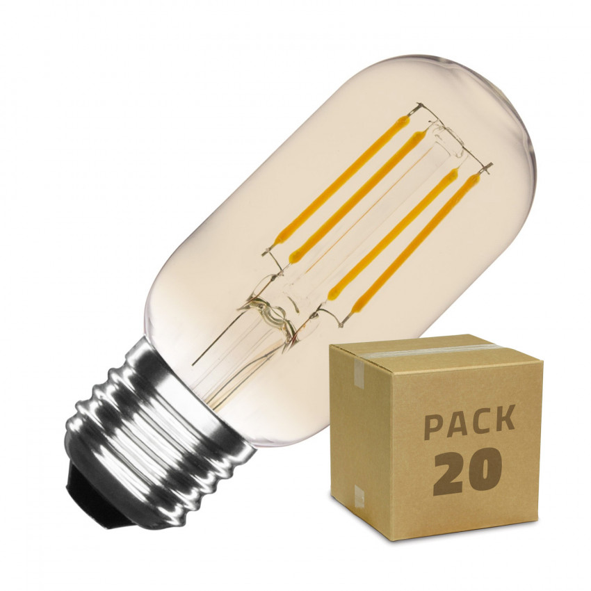 Box da 20 Lampadine LED E27 Dimmerabili Filamento Gold Tory T45 4W Bianco Caldo