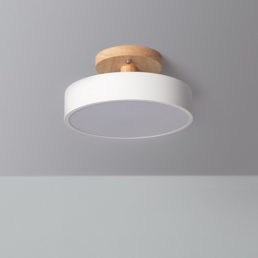 Lampada da Soffitto LED 12W in Legno e Metallo Whisty CCT Selezionabile