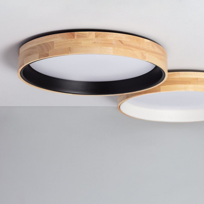 Plafoniera LED 30W Circolare Legno Ø570 mm CCT Selezionabile Dari