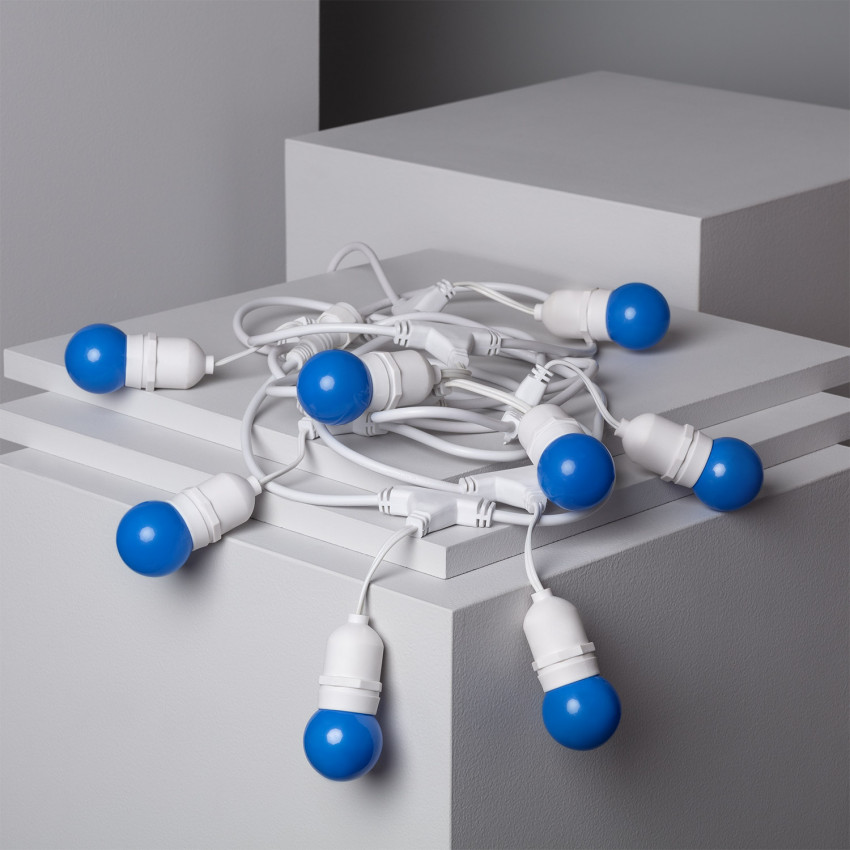 Kit Guirnalda Waterproof 5.5m Blanco + 8 Bombillas LED E27 G45 3W de Colores 