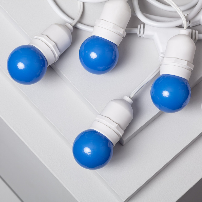Kit Guirnalda Waterproof 5.5m Blanco + 8 Bombillas LED E27 G45 3W de Colores 