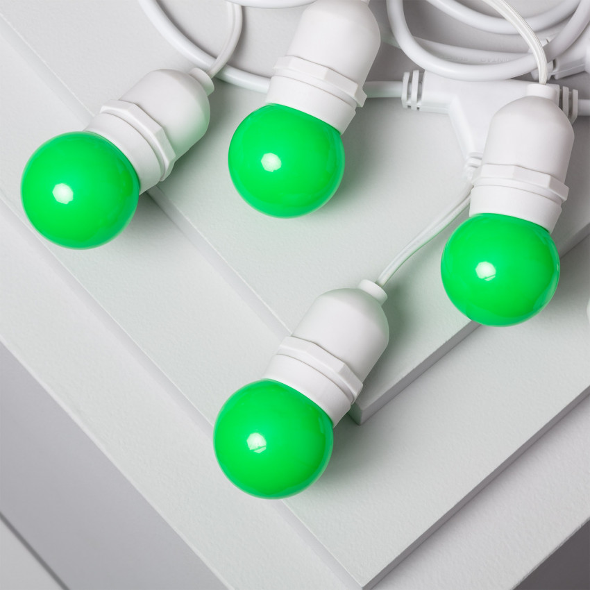 Kit Guirnalda Waterproof 5.5m Blanco + 8 Bombillas LED E27 G45 3W de Colores 