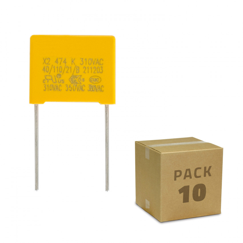Pack 10 Condensadores Antiparpadeo LED 0.47uF 310V AC