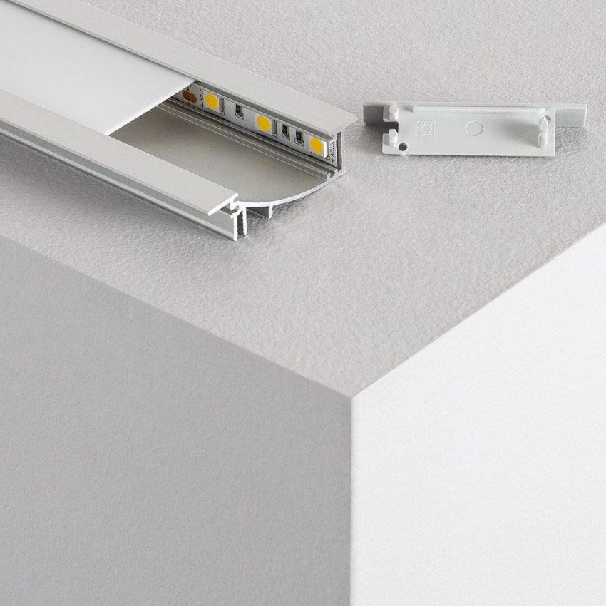 Profilo in Alluminio da Incasso con Luce Diffusa 1m per Strisce LED fino a 10mm