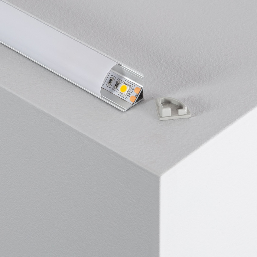Profilo in Alluminio per Angoli Copertura Circolare 1 m per Strisce LED fino a 10 mm