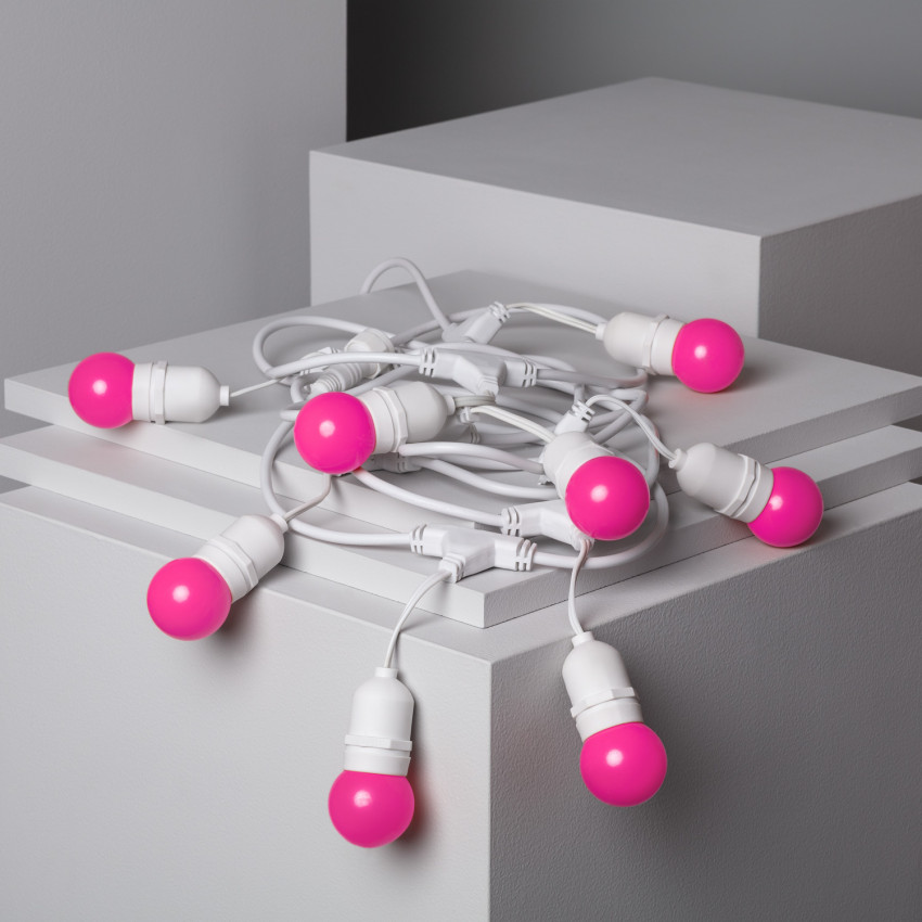 Kit Guirnalda Waterproof 5.5m Blanco + 8 Bombillas LED E27 G45 3W de Colores 
