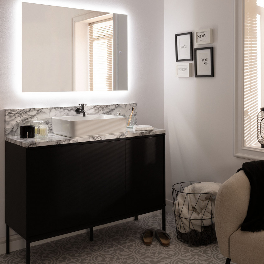 Specchio da Bagno con Luce LED 98x68 cm Big Mason 