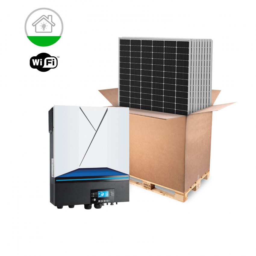 Kit Fotovoltaico Isolato VOLTRONIC AXPERT Residenziale Necessita Batteria Monofase 3-7kW Pannelli RISEN