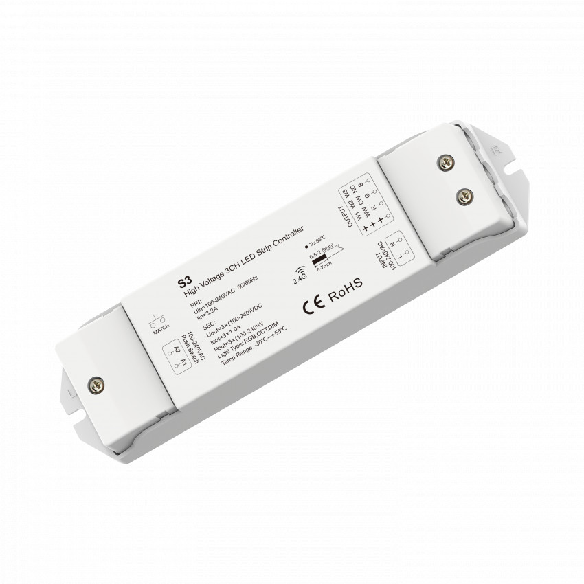 Controller Regolatore Striscia LED RGB-CCT 220-240V AC Compatibile con Interruttore e Teelcomando RF