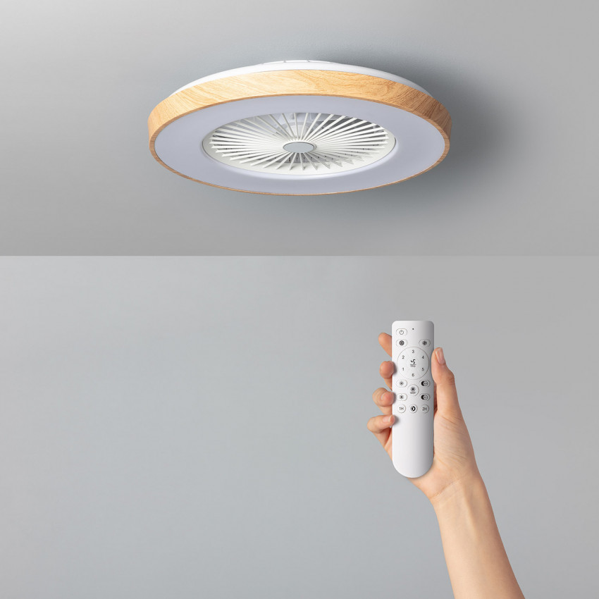 Ventilatore LED da Soffitto Dhalia Legno 58cm Motore DC