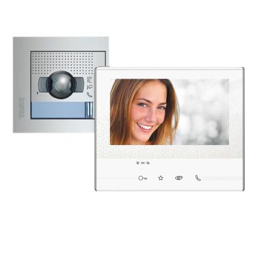 Kit Videocitofono 1 Abitazione 2 Fili con Placca SFERA NEW e Monitor CLASSE 300 X13E TEGUI 376171 Bianco