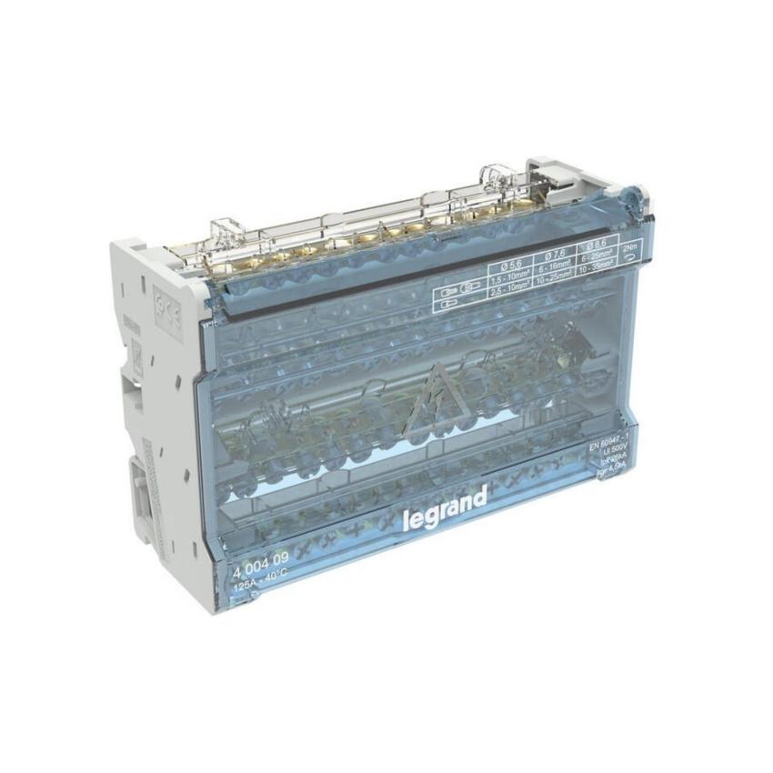 Ripartitore Modulare Monoblock 4P 125 A 15 connessioni 8 moduli LEGRAND 400409