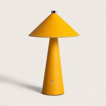 Lampara da Tavolo LED 3W Portatile Pelle e Metallo con Batteria USB Ricaricabile Nhalma Beige