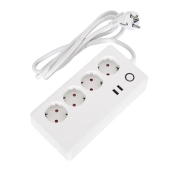 Ciabatta Multipla 4 Prese Tipo F Schuko + 2 x USB Wi-Fi Bianco