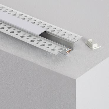 Profilo in Alluminio con Copertura Continua Integrazione in Gesso / Cartongesso per Striscia LED fino a 15 mm Diverse opzioni