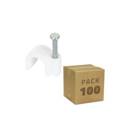 Pack 100 Unità Clip di Fissaggio per Cavo Bianco 7 mm