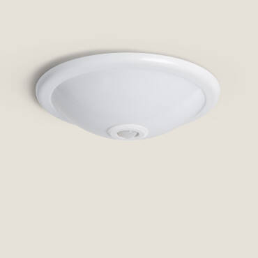 Plafon LED Sufitowy 2x E27 Okrągły z Czujnikiem Ruchu PIR i Zmierzchu DesignBiały