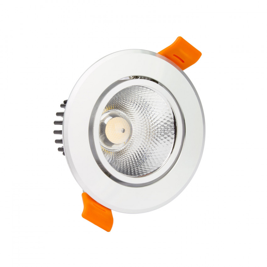 Silver Round 12W (UGR19) Flicker-free COB LED Downlight Ø 90mm Cut-Out