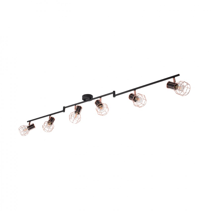 Lada Adjustable Metal Ceiling Lamp 6 Black and Copper Spotlights