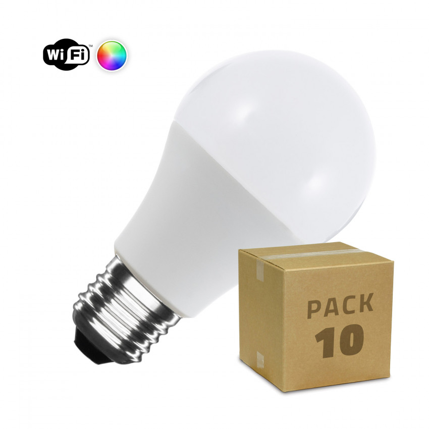 Pack of 10  E27 10W RGBW LED Bulbs TUYA WiFi - dimmable