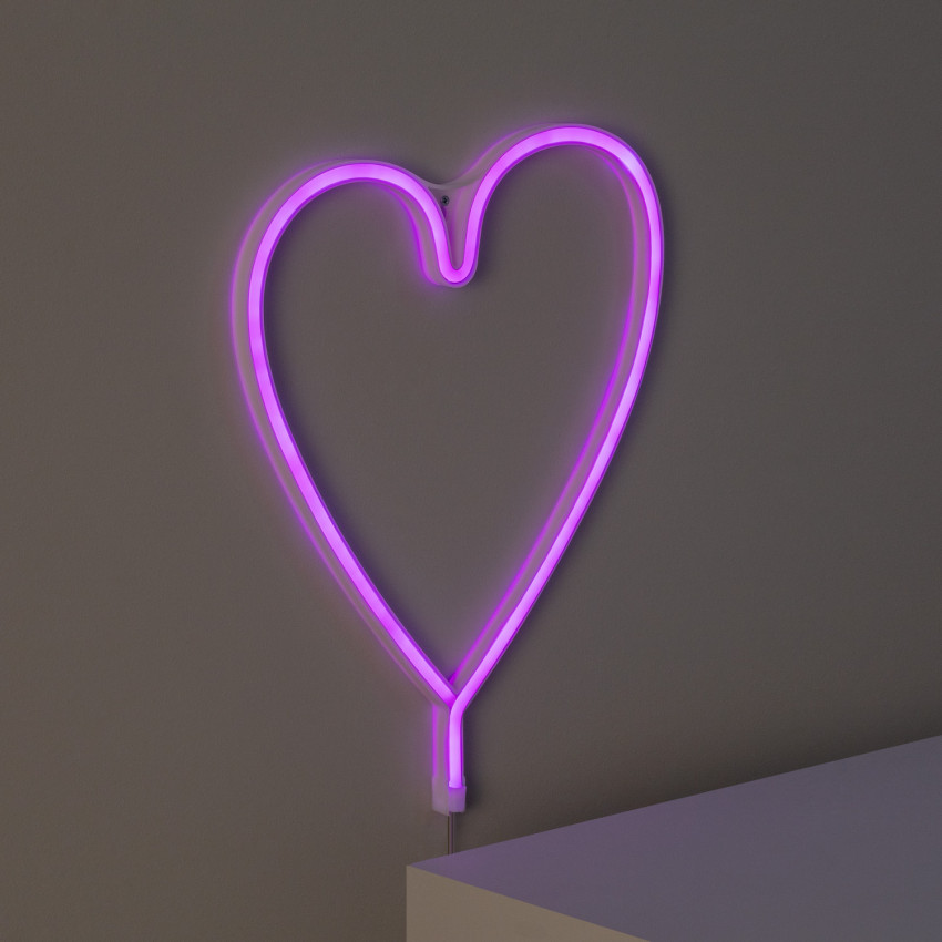 Neon LED Heart On Batteries